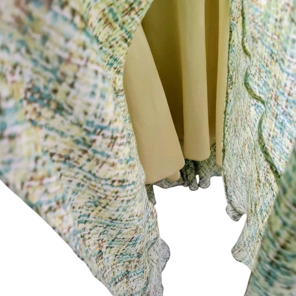 Vintage Jones Wear Dress Flowy Skirt V-Neck Slip Size 16 Green Spring Feminine - Picture 9 of 13